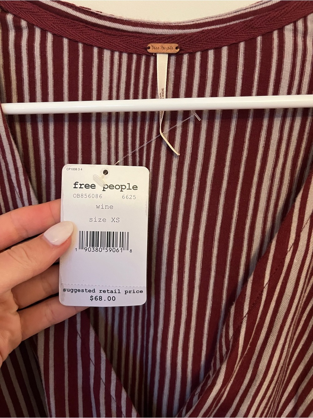 Striped Wrap Blouse - Burgundy Pink | - Picture 2 of 3